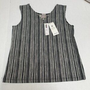 NWT Chicos Black and White Vertical Striped Tank Top Womens Size 1P or 10P